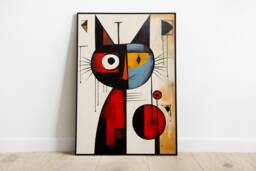 Mir?? Cat Print in Different Sizes & Frame Options Or Canvas - Abstract Wall Art - thumbnail 1