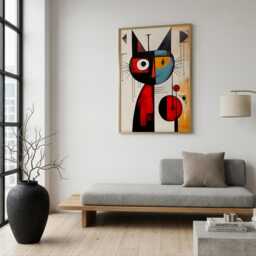 Mir?? Cat Print in Different Sizes & Frame Options Or Canvas - Abstract Wall Art - thumbnail 2
