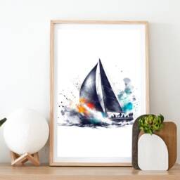 Sailing Boys Room Prints Set - Of 3 Posters - Sailor Gifts Watercolour Painting Print Wall Art Boating Artwork Decor - thumbnail 2