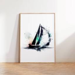 Sailing Boys Room Prints Set - Of 3 Posters - Sailor Gifts Watercolour Painting Print Wall Art Boating Artwork Decor - thumbnail 3