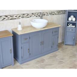 Bathroom Vanity Unit - Grey Painted Travertine Top & Ceramic Basin Set 402Gttcbcx1