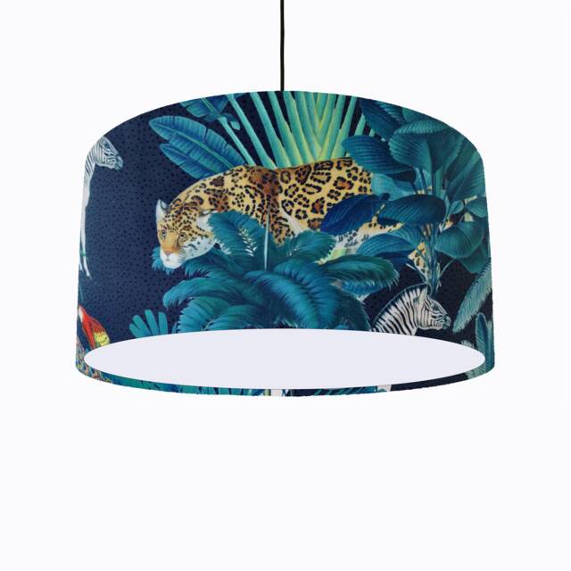 Tropical Safari Animal Lampshade in Velvet With White Lining - image 1