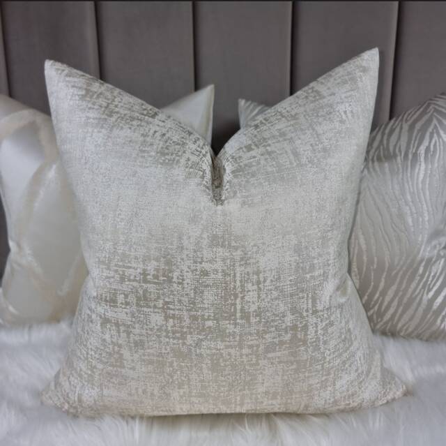 Kidman Cream Cushion Cover Double Sided Glamorous Boutique Style Modern Sofa Bed Pillow Cover Silver Specks - image 1