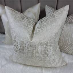 Kidman Cream Cushion Cover Double Sided Glamorous Boutique Style Modern Sofa Bed Pillow Cover Silver Specks - thumbnail 3