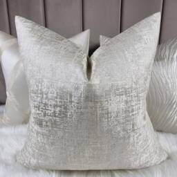 Kidman Cream Cushion Cover Double Sided Glamorous Boutique Style Modern Sofa Bed Pillow Cover Silver Specks - thumbnail 2