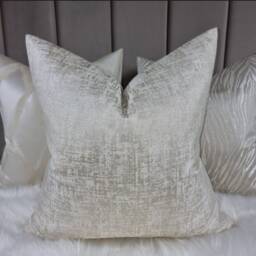 Kidman Cream Cushion Cover Double Sided Glamorous Boutique Style Modern Sofa Bed Pillow Cover Silver Specks