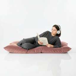 Plush Velvet Beanbag Floor Cushion Rose Pink Rectangle Pillow