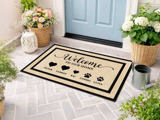 Personalised Family Name Step Rug, Hardwearing Outdoor Doormat - image 1