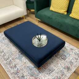 Dark Navy Blue/Midnight Handmade Chesterfield Velvet Footstool Luxury Ottoman Coffee Table - thumbnail 3
