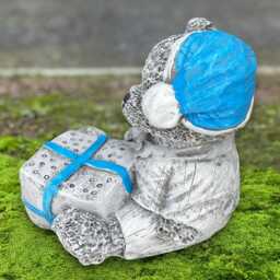 Bear With Gift Concrete Statue Handmade Figurine Cute Animal Sculpture Christmas Garden Decor Outdoor Stone Patio Ornament - thumbnail 3