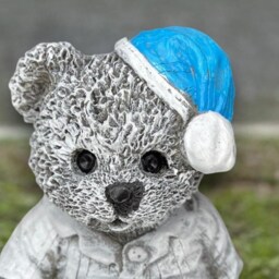 Bear With Gift Concrete Statue Handmade Figurine Cute Animal Sculpture Christmas Garden Decor Outdoor Stone Patio Ornament - thumbnail 2