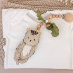 Hedgehog Stroller Toy, Woodland Pram Accessory, Elastic Lanyard, Car Seat Baby Mobile, Baby Chain, Felt Forest Animals Toy - thumbnail 2