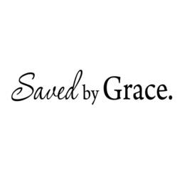 "Vwaq Saved By Grace Christian Wall Art Matte Black Vinyl Decal Bible Saying Girls Room Decor - 5""H X 22" - thumbnail 3