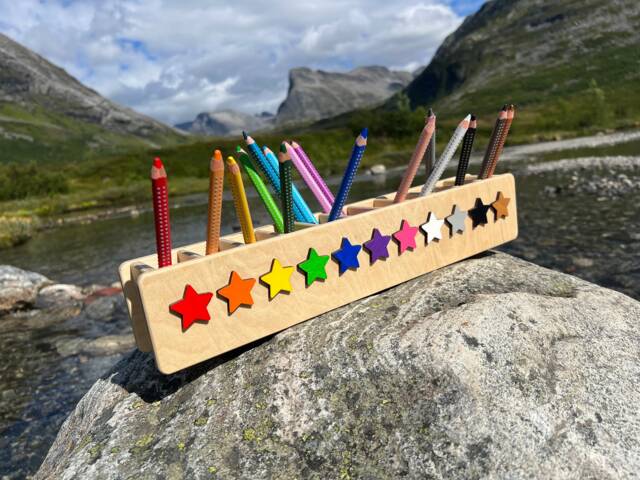 Pencil Hero With Stars, Wooden Holder, Personalized Back To School Gift, First Day Of Children's Box, Stars - image 1