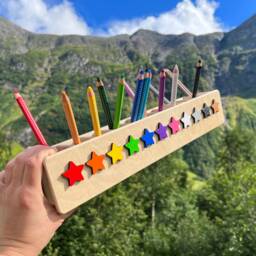Pencil Hero With Stars, Wooden Holder, Personalized Back To School Gift, First Day Of Children's Box, Stars - thumbnail 3