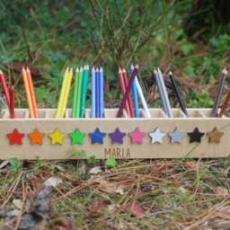 Pencil Hero With Stars, Wooden Holder, Personalized Back To School Gift, First Day Of Children's Box, Stars - thumbnail 2