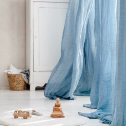 Ethereal Linen Curtains, Bed Drape, Linen Curtain Panel, Light & Transparent Muslin in Off White, Window Decoration - thumbnail 2
