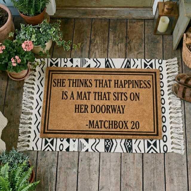 Matchbox 20 Lyric Doormat, Happiness Quote Entryway Decor, 90S Music Fan Gift - image 1