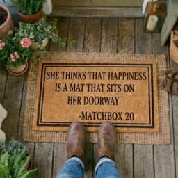 Matchbox 20 Lyric Doormat, Happiness Quote Entryway Decor, 90S Music Fan Gift - thumbnail 3