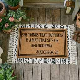 Matchbox 20 Lyric Doormat, Happiness Quote Entryway Decor, 90S Music Fan Gift - thumbnail 1