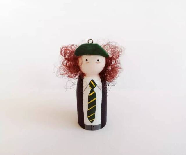Angus Young Inspired Ornament Hand-Painted Peg Doll Christmas Decoration