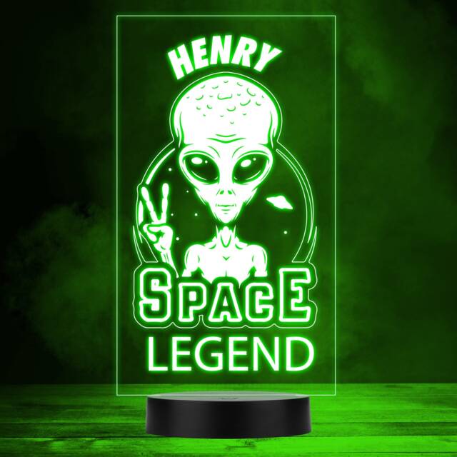 Alien Showing Peace Space Legend Ufo Led Lamp Personalised Gift Night Light - Bedroom - image 1