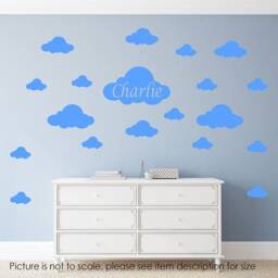 Cloud Wall Stickers Set - Custom Name Nursery Decor - 30 Count - thumbnail 3