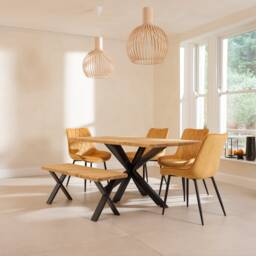 Dine Table Wooden Rustic Industrial Dining Handmade Star Legs Stell - thumbnail 2