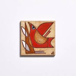 Hand-Painted Ceramic Tile Set, Animal Motifs, Wall Decor - Set Of 5 - thumbnail 2