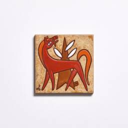 Hand-Painted Ceramic Tile Set, Animal Motifs, Wall Decor - Set Of 5 - thumbnail 3