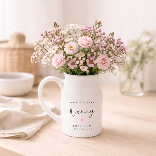 Personalised Vase Mummy/Grandma/Nanny/Auntie Ceramic Flower Jug Birthday Gift - image 1