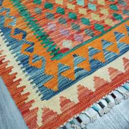 Classic Kilim Rug, Handmade Artisan Afghan Turkish Scandinavian Navajo Bohemian Wool Flatweave Multicolour Rug 124x82 cm - thumbnail 2