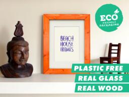 Orange Picture Frame Wooden Wood A4 Photo A2 Rustic - thumbnail 1