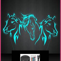 Horses 3D Custom Made Smart App Control Night Light Bluetooth, Music, 7&16M Colour Mobile App , Gift Led Lamp - thumbnail 3