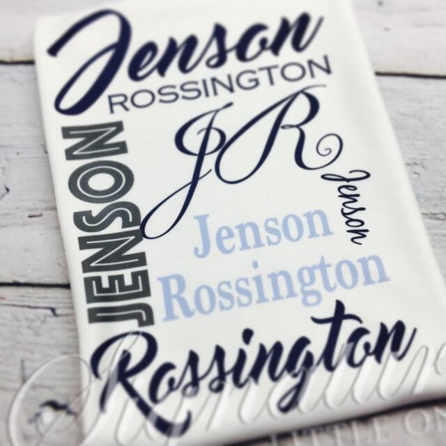 Personalized Baby Blanket, Monogrammed Name Swaddle Receiving Shower Gift, Birth Announcement Blanket - image 1