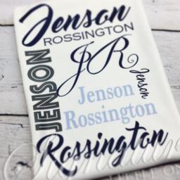 Personalized Baby Blanket, Monogrammed Name Swaddle Receiving Shower Gift, Birth Announcement Blanket