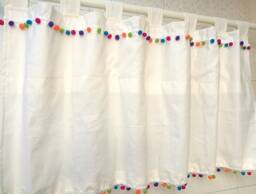 Linen Pom Cafe Curtain Window Valance/Curtains For Living Room Bedroom/Kids Nursery Child Playroom/Shower CurtainsCustom Split Way, Tie Up