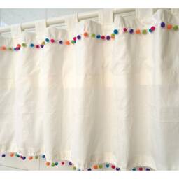 Linen Pom Cafe Curtain Window Valance/Curtains For Living Room Bedroom/Kids Nursery Child Playroom/Shower CurtainsCustom Split Way, Tie Up - thumbnail 2
