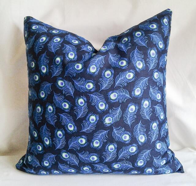 Peacock Feathers Print Pillow Cover, 18x18 Decorative Pillow, Toss Home Decor, Summer, Spring Decor - image 1
