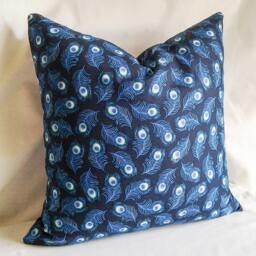 Peacock Feathers Print Pillow Cover, 18x18 Decorative Pillow, Toss Home Decor, Summer, Spring Decor - thumbnail 2