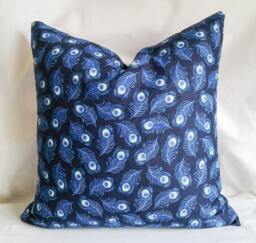 Peacock Feathers Print Pillow Cover, 18x18 Decorative Pillow, Toss Home Decor, Summer, Spring Decor - thumbnail 1
