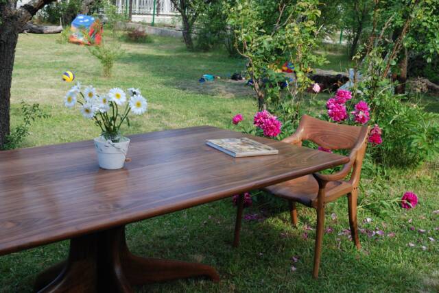 Solid Walnut Wood Dining Table Handcrafted - image 1