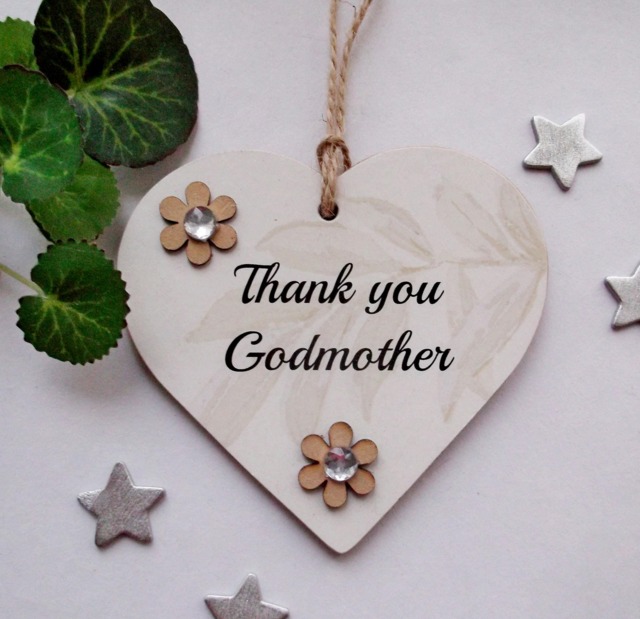 Thank You Godmother Wooden Gift Heart - image 1