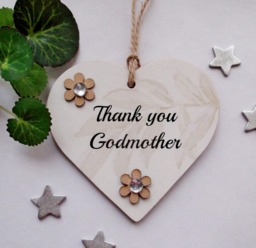 Thank You Godmother Wooden Gift Heart - thumbnail 1