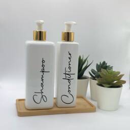Personalised White Square Soap Dispenser Bottle With White/Gold Pump 250Ml & 500Ml - thumbnail 2