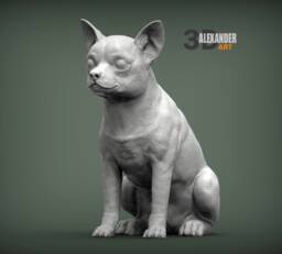 3D Printed Chihuahua Figurine Dog Memorial Statue - thumbnail 1