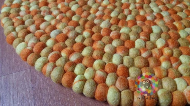 Tie Dye Felt Ball Rug Handmade Wool Nursery Rug - image 1