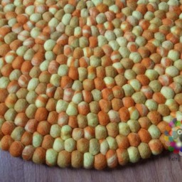 Tie Dye Felt Ball Rug Handmade Wool Nursery Rug - thumbnail 2