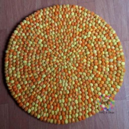 Tie Dye Felt Ball Rug Handmade Wool Nursery Rug - thumbnail 3