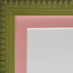 Crown Olive Green Photo Frame With Pink Mount, Wooden Bobbin Distressed - thumbnail 2